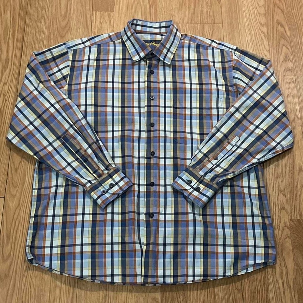 Alan Flusser Men’s Large Long Sleeve Button Down Shirt Multicolor 100% Cotton